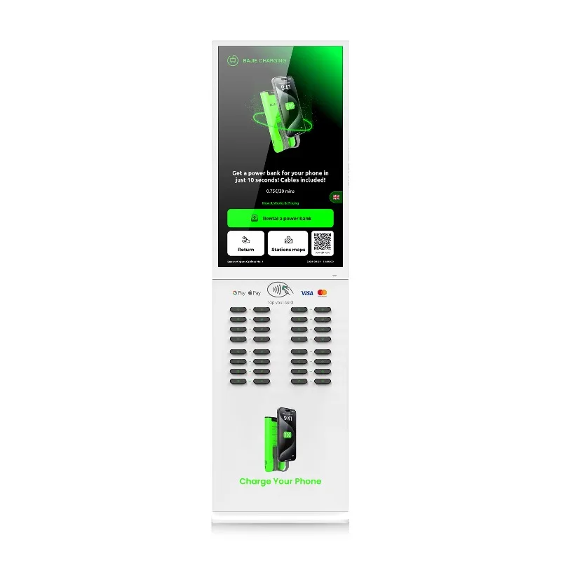 32 Slots Fast Charging Station Easy-to-Rent Electric Phone Locker POS For Mobile Smartphone 5A/2A Shared Power Bank Station