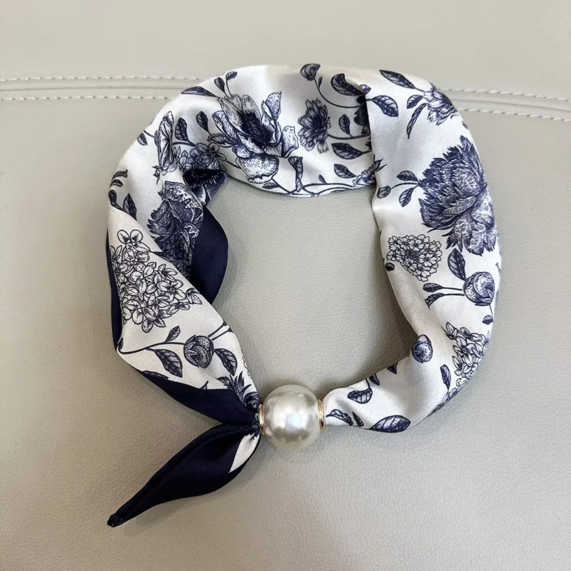 Elegante Parel Staart Magnetische Sluiting Sjaal 2025, Zomer Nieuwe Veelzijdige Ademende Mode Artistieke Accessoire Hals Wrap Sjaals