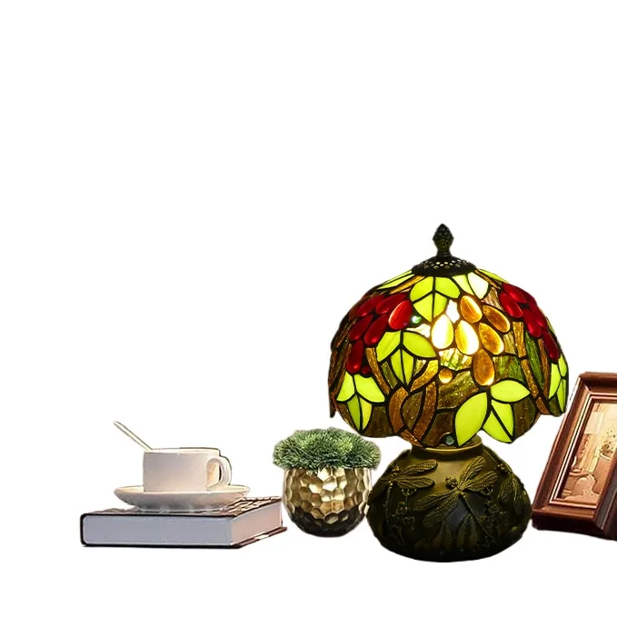 Colored glass 8-inch bedroom headlamp, exquisite and cute study gift creative night light