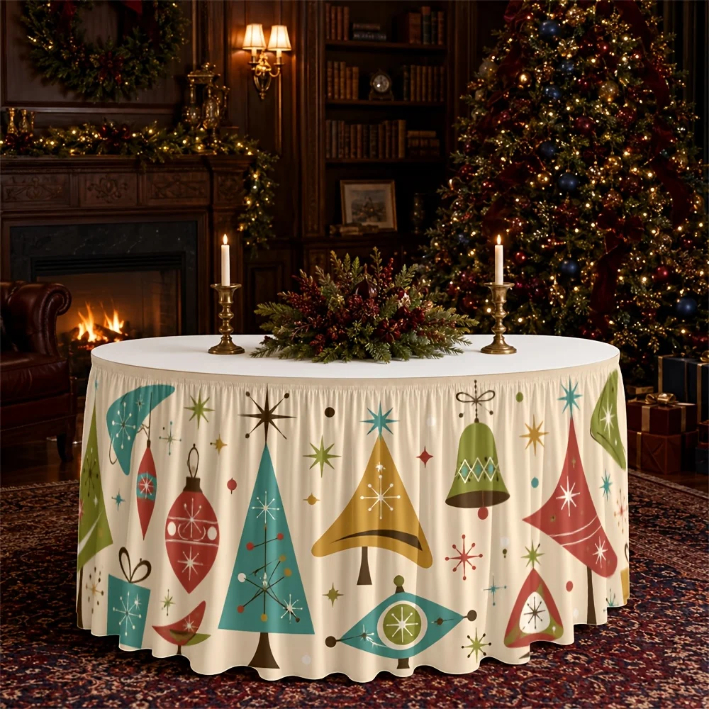 Retro medieval modern festival holiday decorations for tabletop, kitchen countertops, café, bar table covers