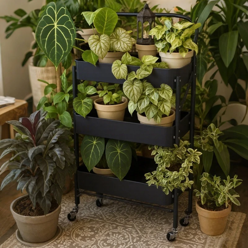 

balcony cart plant stand multi-functional save space multi-layer Shelf for flowers green plant balkon möbel Outdoor furniture