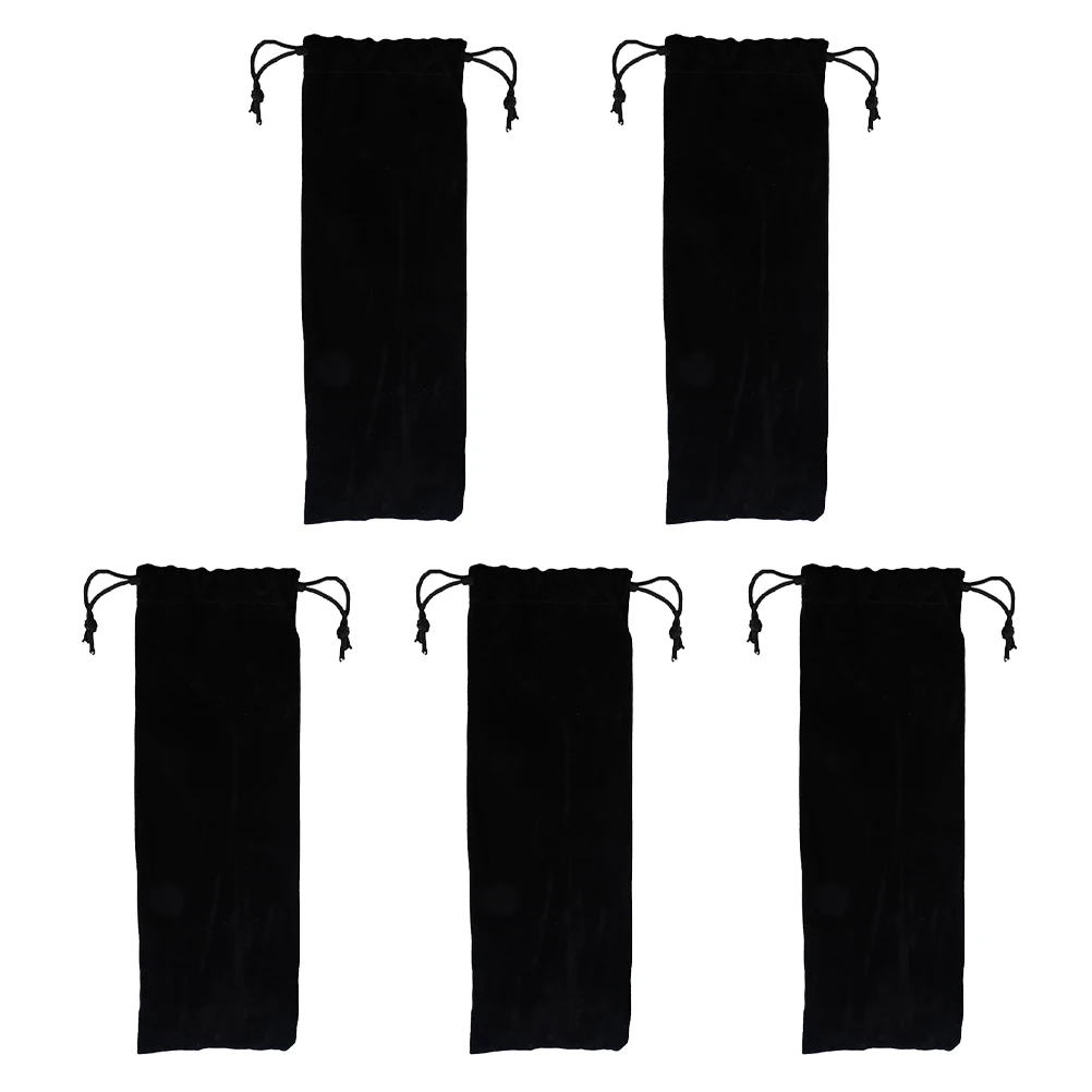 

5 PCS Straw Storage Bag Portable Black Straws Reusable Travel Holder Drinking Case Pouch Gift
