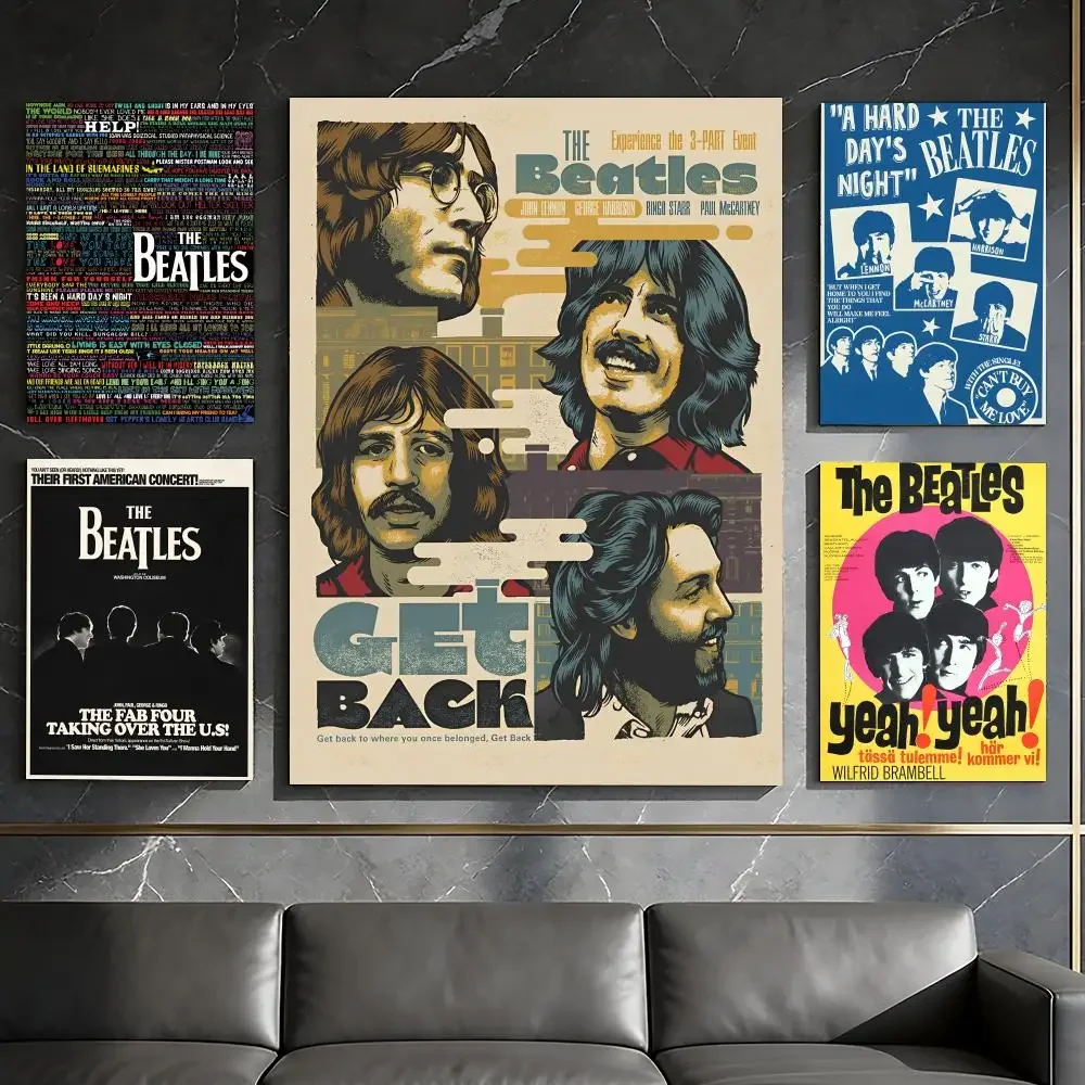 The B-Beatles-S Rock Band Poster Waterproof Peel & Stick Wall Sticker Self Adhesive Art Decor For Living Room Bedroom