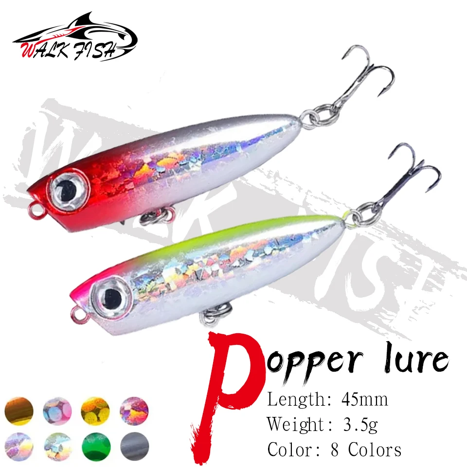 WALK FISH 1 Stück 4,5cm 3,5g Popper Pencil Köder Oberflächenköder Schwimmköder Pesca Köder Wobbler Meeresfischen Harter Kunstköder