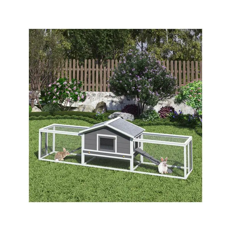 

2-этажная большая деревянная хит для кроликов с рампами, запираемыми дверцами, зона бега, асфальтовая крыша для наружного использования, простая сборка, прочный