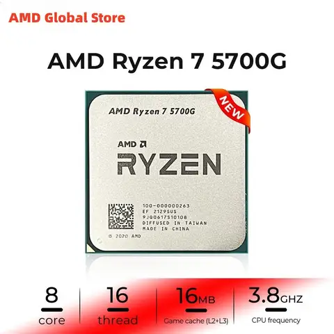 Bilashmart AMD RYZEN 7 5700G CPU 100% Brand New 5700G Processor Desktop PC Gamer 4.6GHz 8-Core 16-Thread Vega 8 Graphics Card