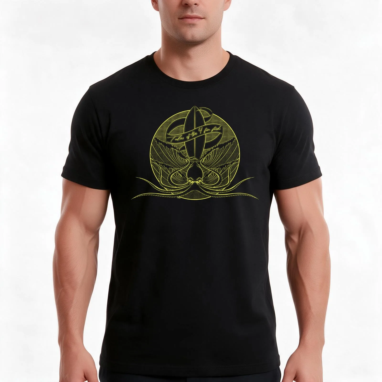 Tales of the 4 fin fish T-Shirt, Summer Casual Cotton Tee, Oversized Streetwear Tops, Vintage Graphic Print, Unisex Men Women