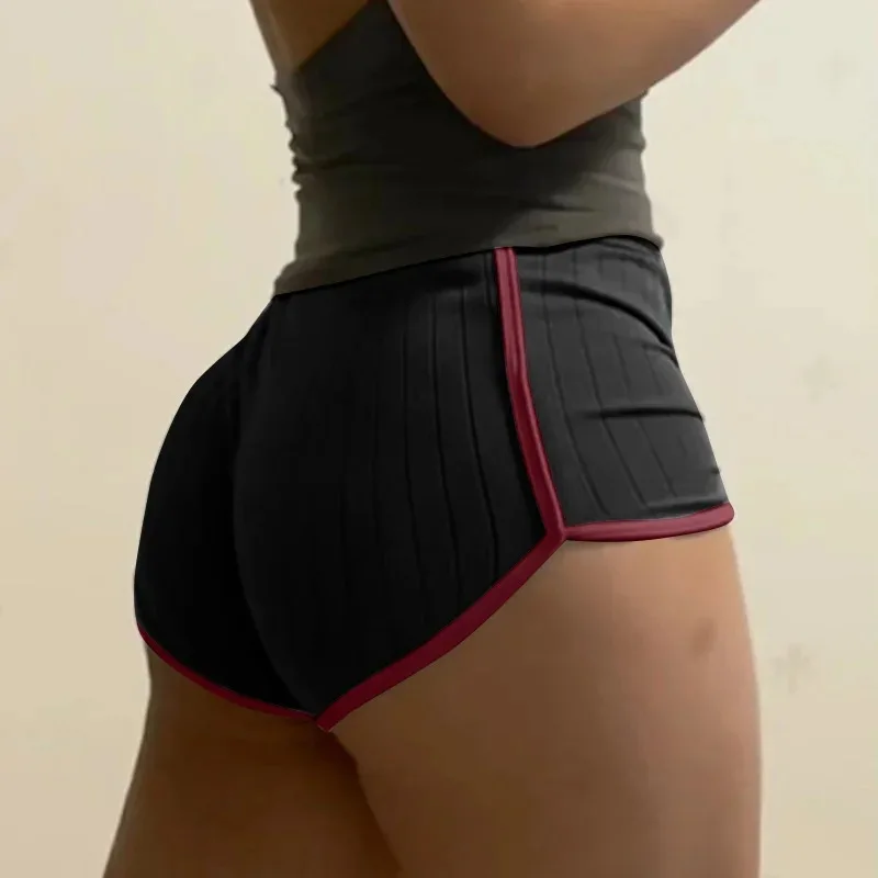 Men's Ribbed Athletic Shorts High Waist Contrast Trim Bodybuilding Gym Shorts Summer Quick Dry Workout Short Pants Fitness Short