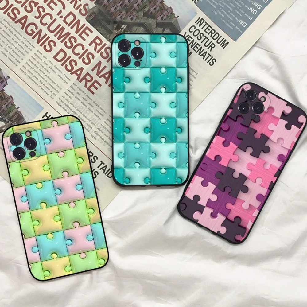 Puzzle Phone Case Silicone Soft For iphone 15 14 13 12 11 Pro Mini XS MAX 8 7 6 Plus X 2020 XR Shell