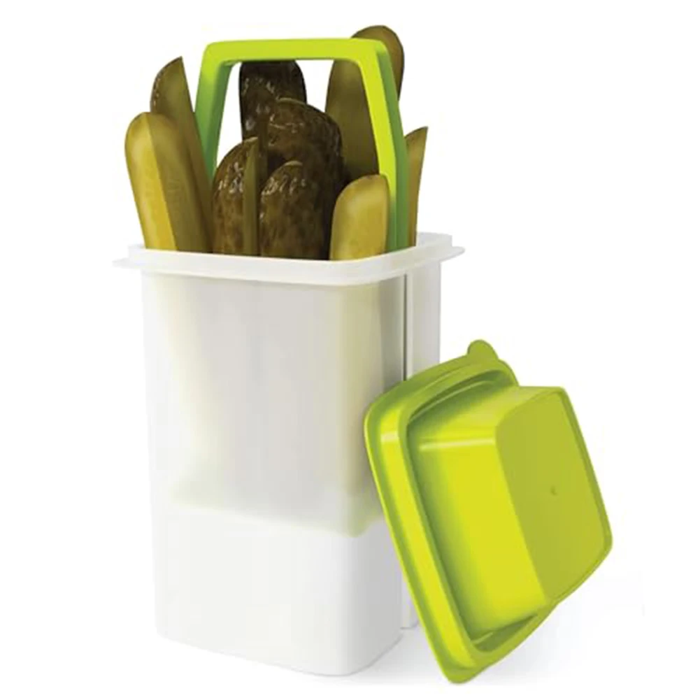 1Pc Reusable Pickle Container With Strainer Mess-Free Food Storage Jar For Kimchi Olives Jalapenos Easy Open Lid Kitchen Tools