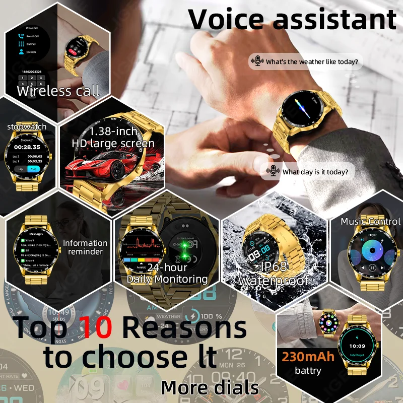 LIGE New IP68 Waterproof Heart Rate Monitor 2026 Smart Watch Men Full Touch Screen Sport Fitness Watch Bluetooth Call Smartwatch