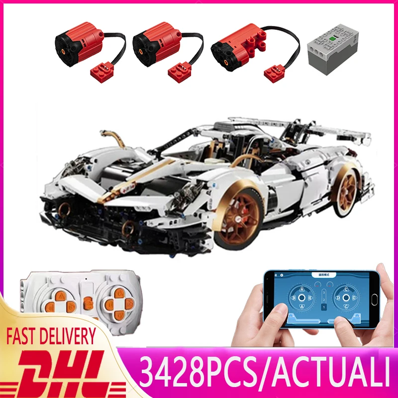 NEW 10252 3428pcs High-Tech RC Pagani Huayra R Super Racing Car Model Bricks MOC Modular Building Blocks Toys Boys Kids Gifts