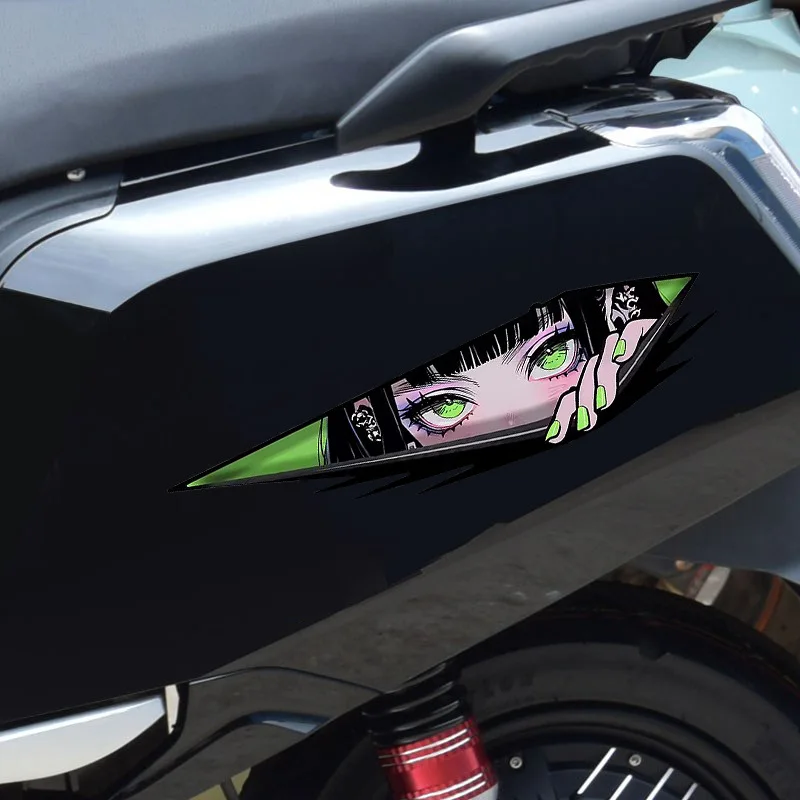 1Pair Anime Eyes JDM Style Motorcycle Stickers Waterproof for Motorbike Fuel Tank Electric Scooter Body Universal Vinyl Decals