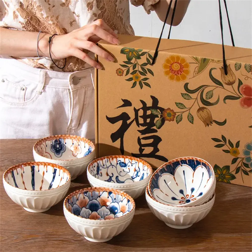 Luxury Baby Adult Dish Ceramic Japanese Style Cute Tableware Set Underglaze Color Process Fruit Food Feeding Bowl Gift Creative