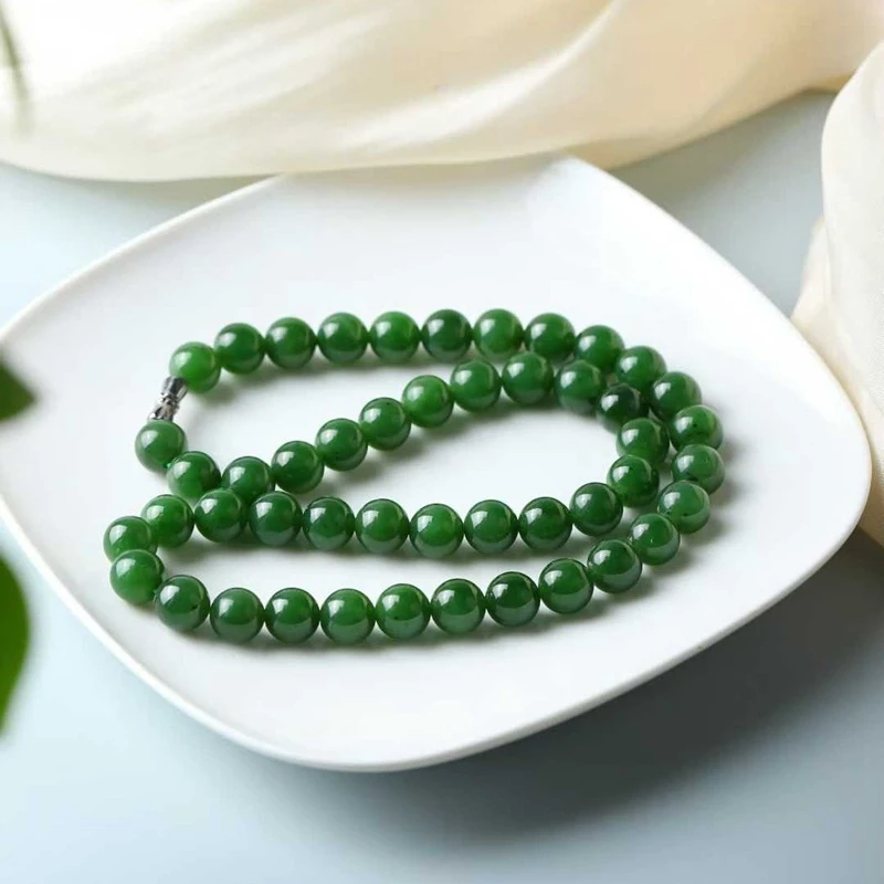 

Натуральное ожерелье из хотанского нефрита (старый жадеит) для женщин, российский материал