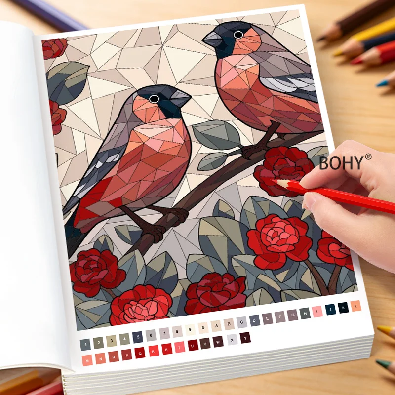 An Adult Decompression Digital Coloring Book 32 Pages, with Theme As Sunflowers/water Herons/Christmas Trains/flowers and Birds