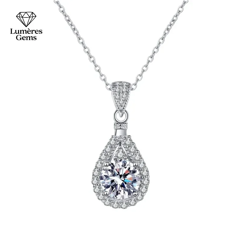 Water Drop PT950 Platinum Real Moissanite D Color Necklace For Women 1/2/3/5Ct Diamond Pendant For Girlfriend Sparkling Jewelry