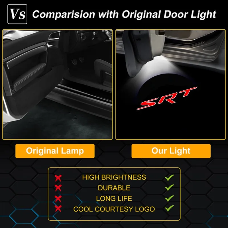 2 Stück LED Auto-Innenraum-Tür-Geister-Schatten-Willkommenslicht-Zubehör für Charger 2006-2023 2020 Avenger 2009-2014 Magnum 2005-2008