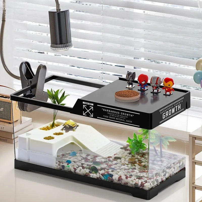 

4K Turtle Feeding Tank and Pet Fish Tank Home Turtle Box with Climbing Platform Pet Ecological Landscape Aquarium Accessories