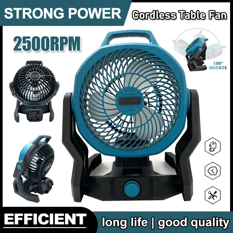 

Портативный настольный вентилятор Fit Milwaukee Cordless для кемпинга, 3 скорости, регулируемая головка, для использования на улице