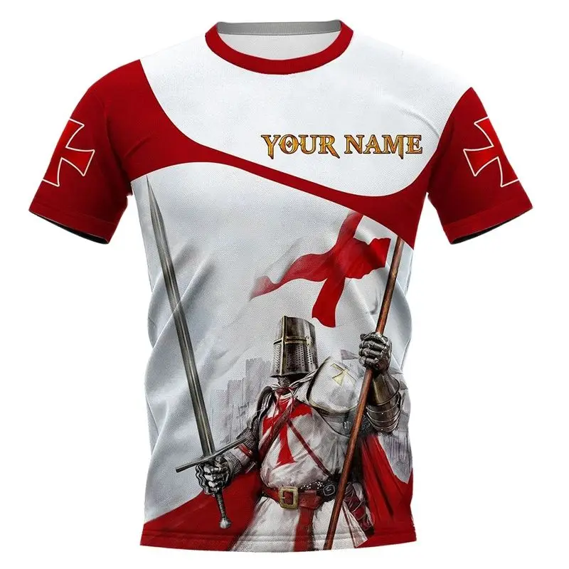 Knights Templar 3D Printing T Shirt Man Summer O-Neck Short Sleeve Oversized Top Casual Tee Loose Streetwear Harajaku