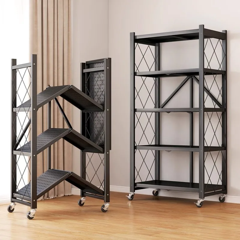 

Installation-free kitchen folding rack floor-to-ceiling multi-layer storage rack household pot oven microwave oven storage rack