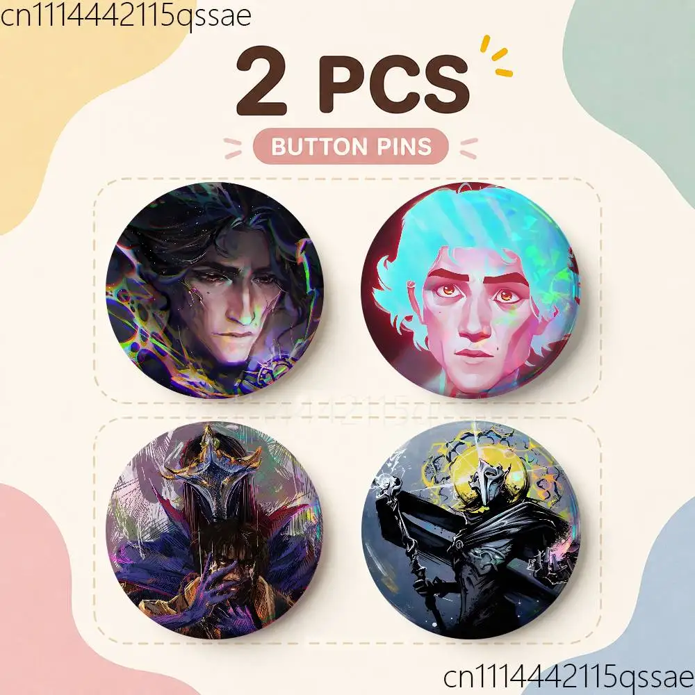 For Jayvik Jayce Viktor 25/32/44/58/75mm Badges Bright Printed Icon Gift For Friends Badge Collar Brooch Lapel Pin Metal