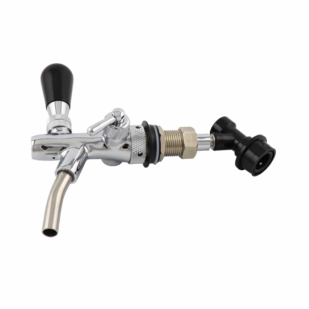 Adjustable Draft Beer Tap With Liquid Ball Lock Disconnect Chrome Plating Flow Control Beer Faucet Homebrew Kegerator