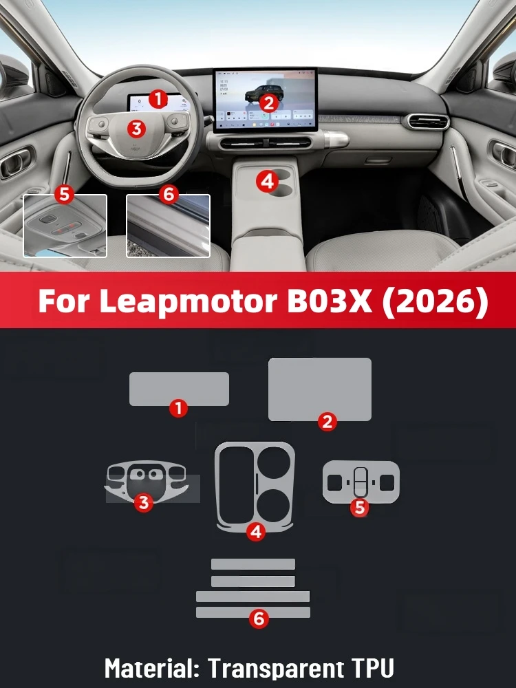 Auto Central Control Screen TPU Navigation Anti Scratch interior Protection Film GPS Navigation For Leapmotor B03X 2026