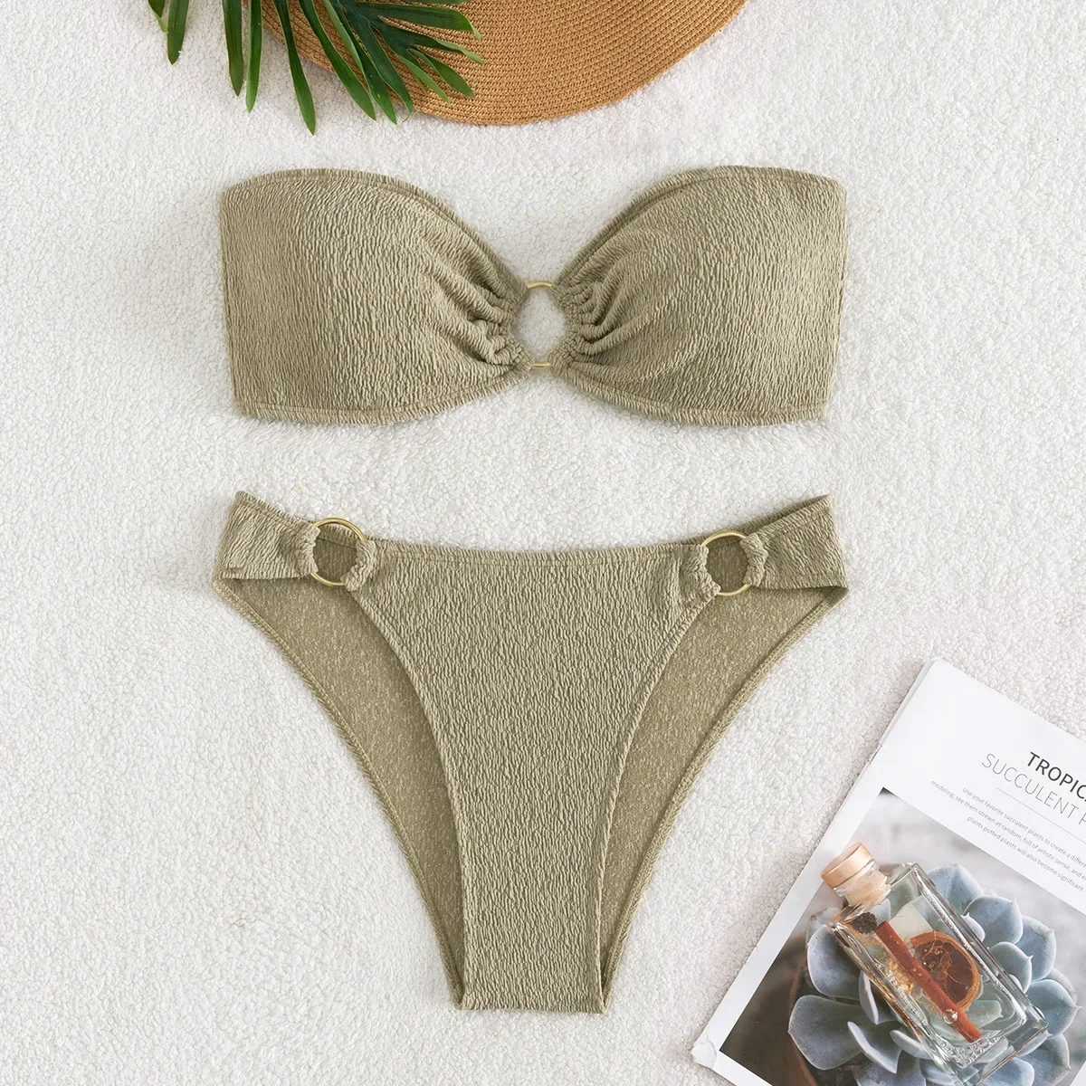 

New Bathing Suit Women Sexy Strapless Solid Bikini Set Hollow Out Beachwear Swimsuit 2025 Summer Female Swimwear New Biquinis