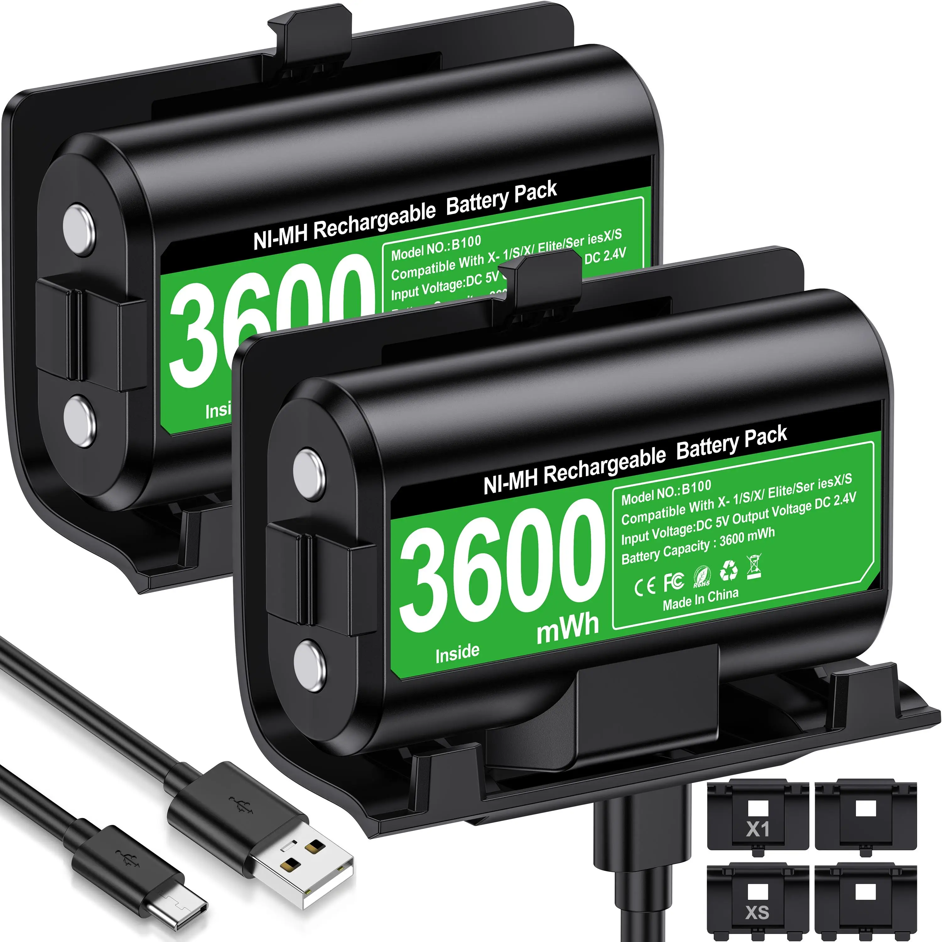 

DinoFire Battery Packs for Xbox Series X|S/Xbox One 2X3600mWh Xbox One Controller Battery with 4pcs Battery Covers for Xbox