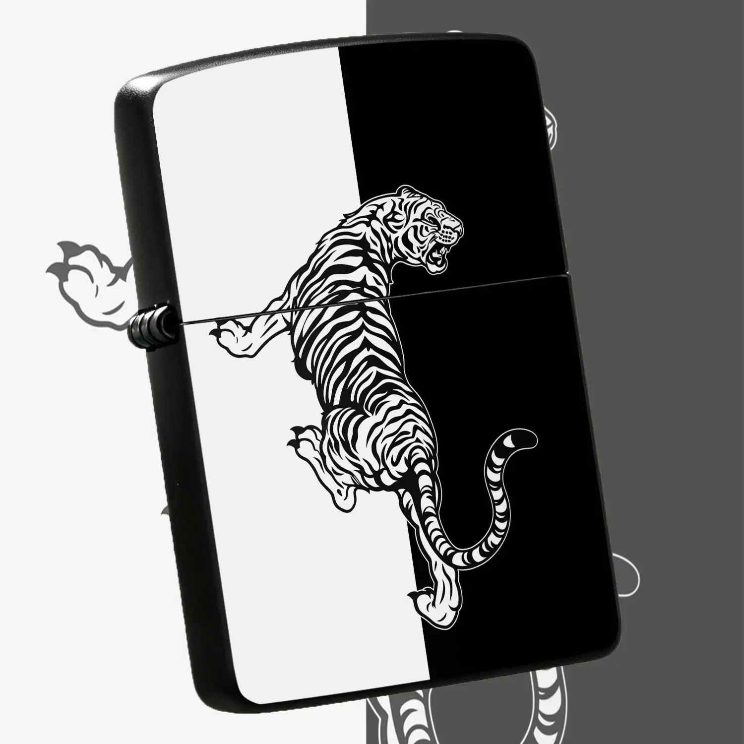Vintage Stylish Leaping Tiger Pattern Lighter, All-Scenario Usable Portable Igniter For Daily Commute, Outdoor Adventure, Casual Gathering, Exquisite Trendy Decor Accessory, Ideal Personal Use Present Choice With Sharp A Humorous And Intere