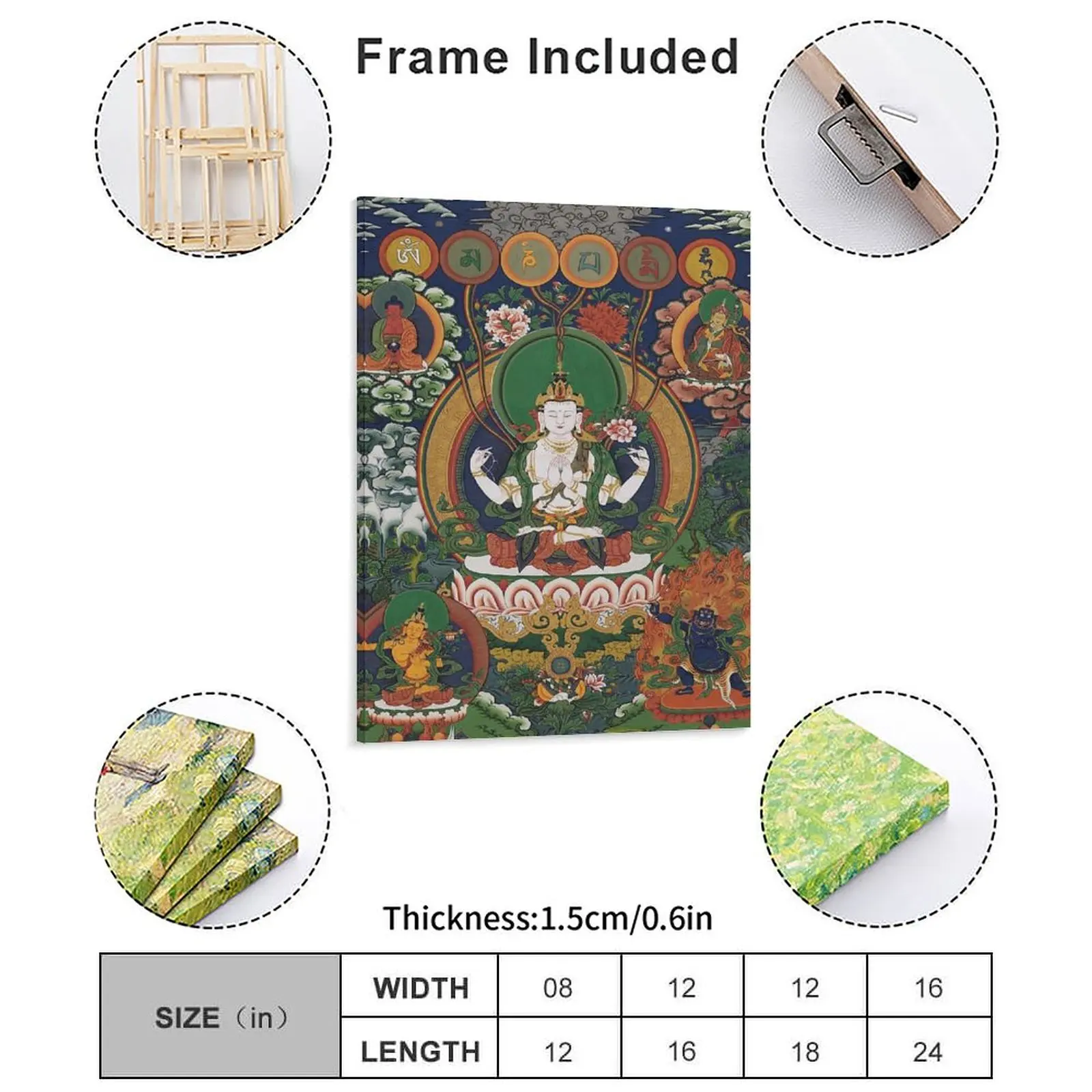 The Patron Deity Of Om Mani Padme Hum Canvas Painting Design Sign Cinema Cave Customize Framed Wall Painting