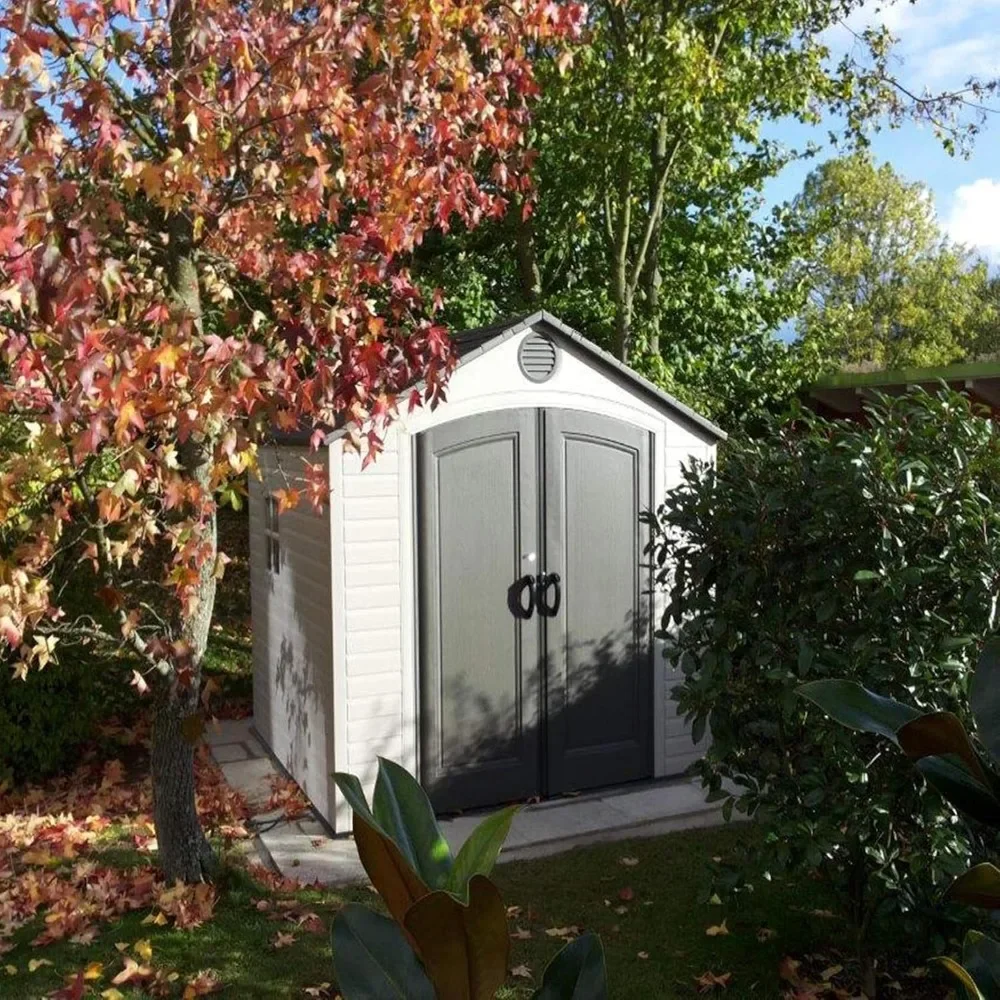 Outdoor Storage Shed with Window, Skylights, and Shelving, 8 By 10 Feet, Easy To Assembly, Outdoor Storage Shed