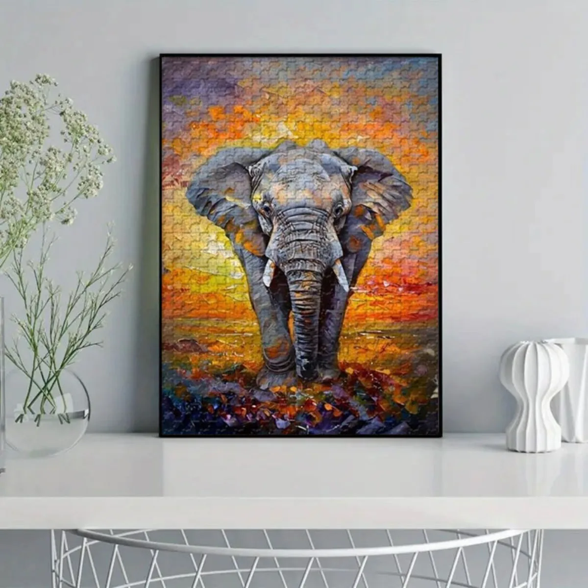 Puzzle con elefante da 500/1000/1200 pezzi per adulti e famiglie - Grande rompicapo sorprendente con cartone spesso e durevole, V
