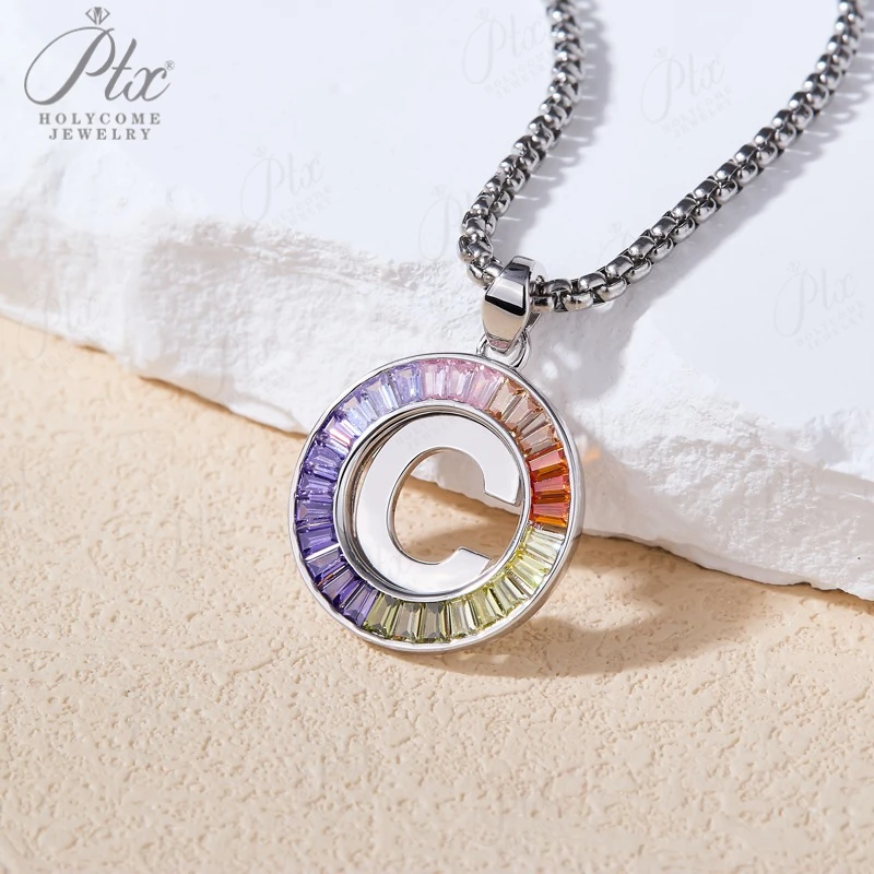 925 Silver Necklace Plated 18K Pendant Jewelry Lab Grown Sapphire Gemstones 26 Letters A to Z Silver Pendant Fine Jewelry Gift