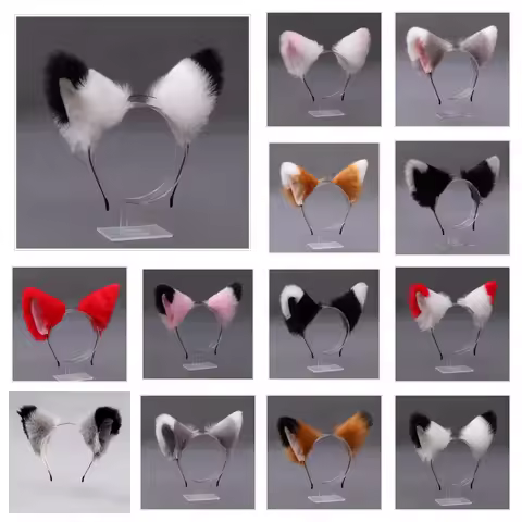 Lolita Animal Cat Fox Ear Hair Hoops Cosplay Faux Fur Hairband Girls Halloween Anime Headbands Headwear Hair Accessories