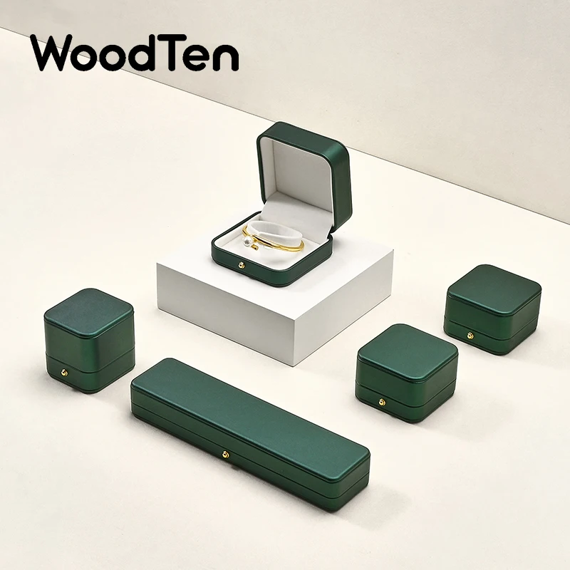 

WoodTen Jewelry Ring Box PU Leather Jewelry Organizer Ring Earring Necklace Pendant Gift Display Box Proposal Engagement Wedding