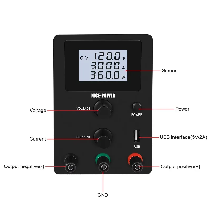 工場価格 DC可変電源 120V 3A スイッチング式調整可能電源 携帯電話修理用