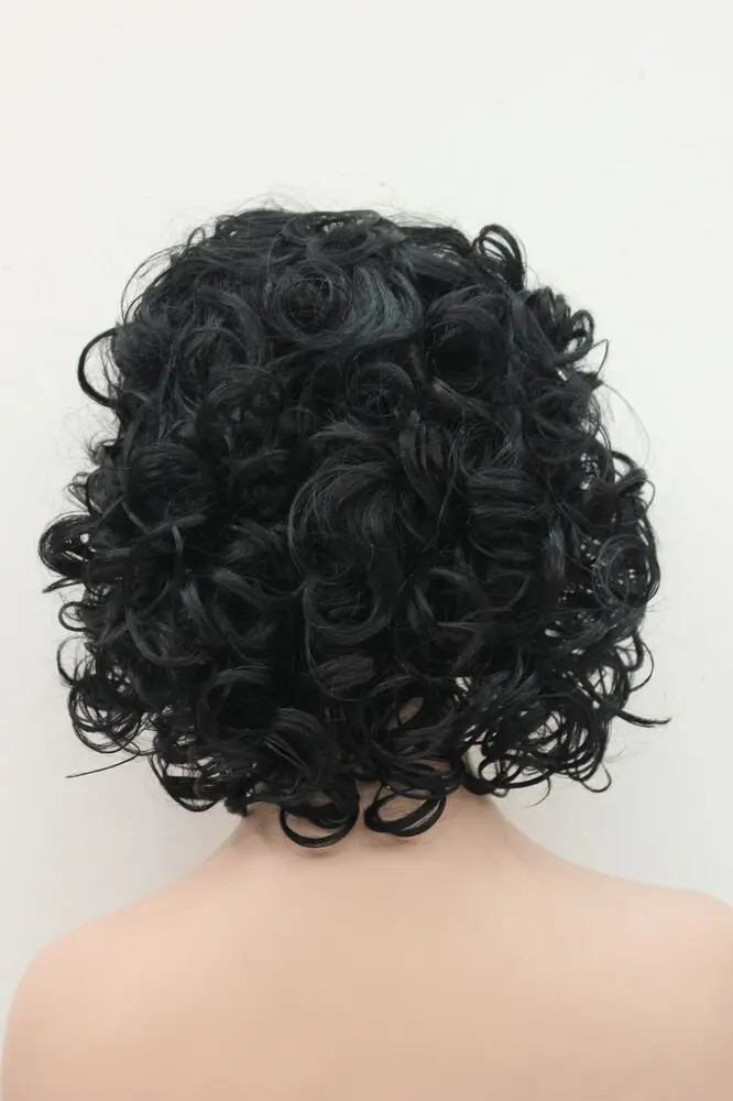 New Cosplay Women's Wigs Black Curly Short Wig Synthetic Hair Full Wig