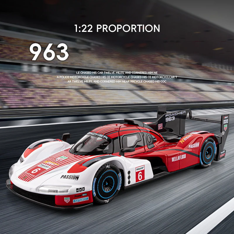 NOWY 1:24 963 Supercar Model Samochodu ze Stopu Metalu Zabawka Odlewana Dźwiękiem i Światłem dla Dzieci Pojazd