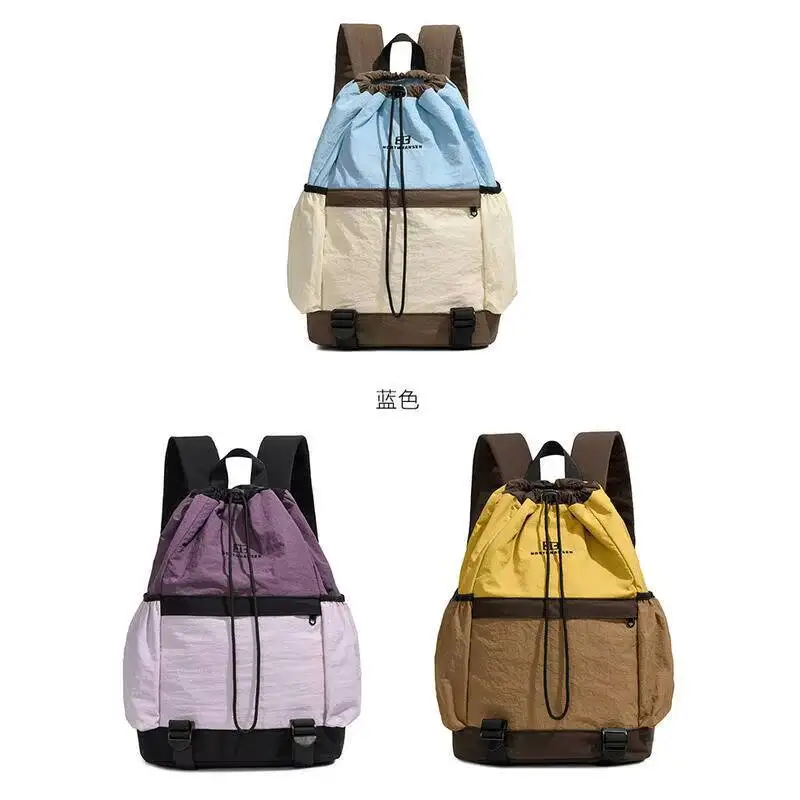 Schoolbags Nylon Backpack Large Capacity Bookbag Lightweight Drawstring Schoolbag Handbag Casual Shoulder Tote Bag Backpacks
