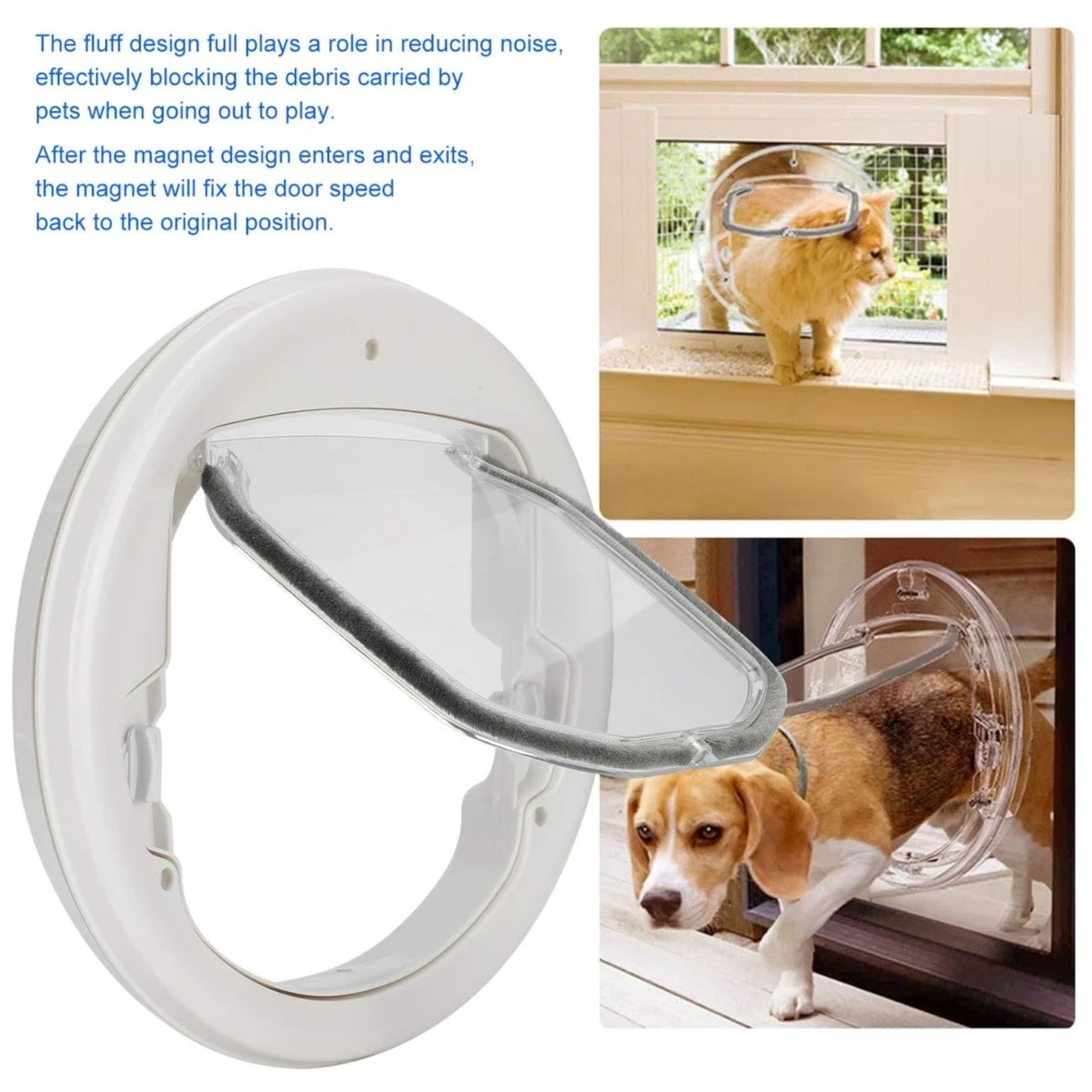 Round Sliding Transparent 4 Way Locking Plastic Automatic Cats Flat Doors For Small Animals