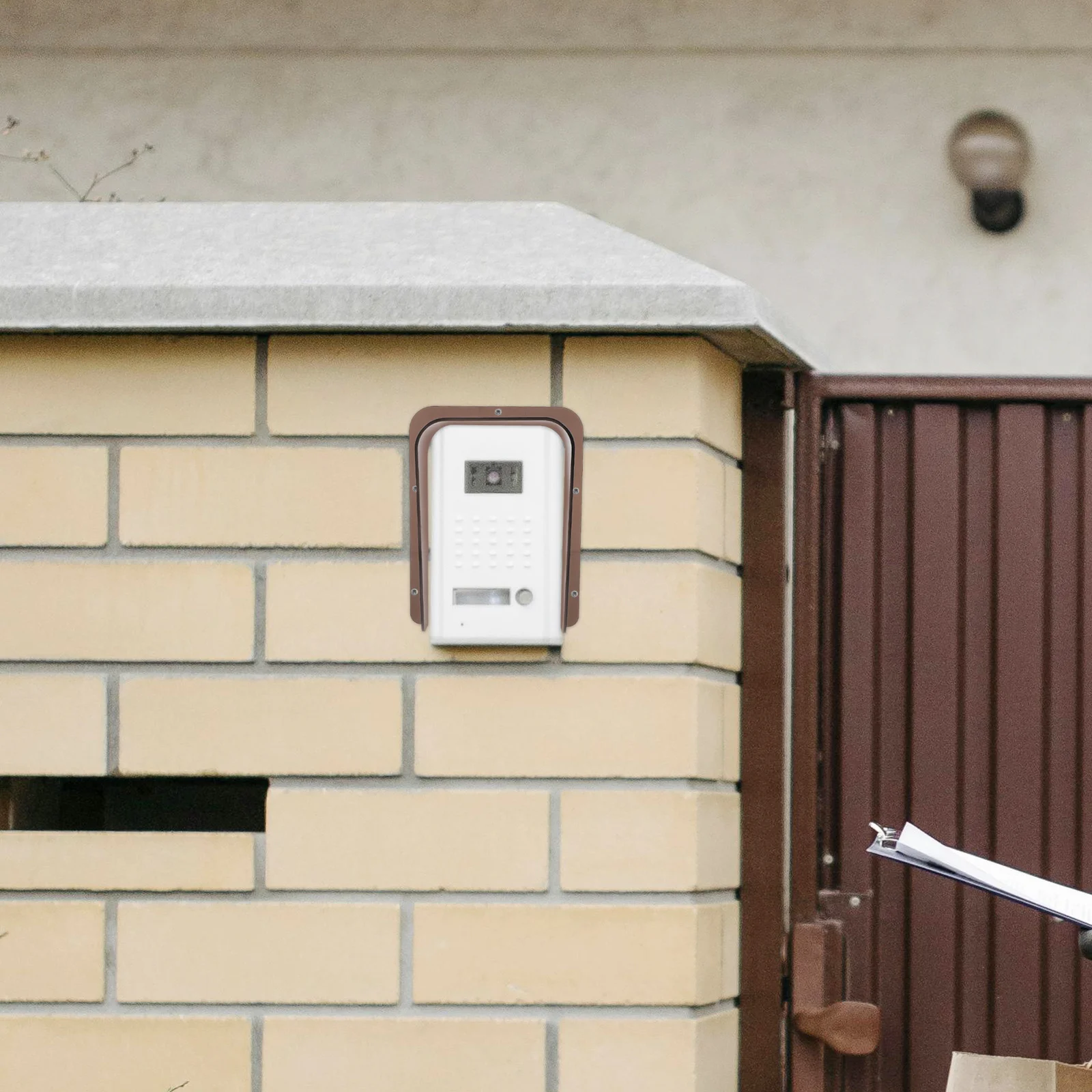 أغطية جرس الباب البلاستيكية المقاومة للماء في الهواء الطلق، غطاء آلة التحكم في الوصول باللون البني الفاتح، درع مقاوم للمطر ممتد