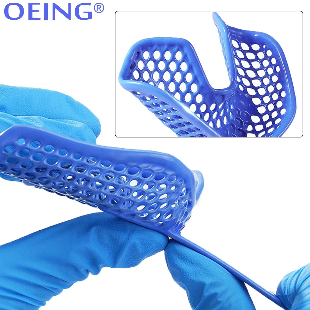 

10pcs Dental Impression Tray Plaster Mold Tray Plastic-Steel Teeth Holders Autoclavable Teeth Tray Upper Lower Dentist Tools