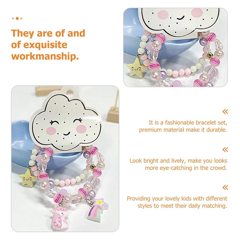 

4 Sets Children's Bracelet for Kids Childrens Jewelry Girls Bracelets Plastic Elastic Gem Toddler