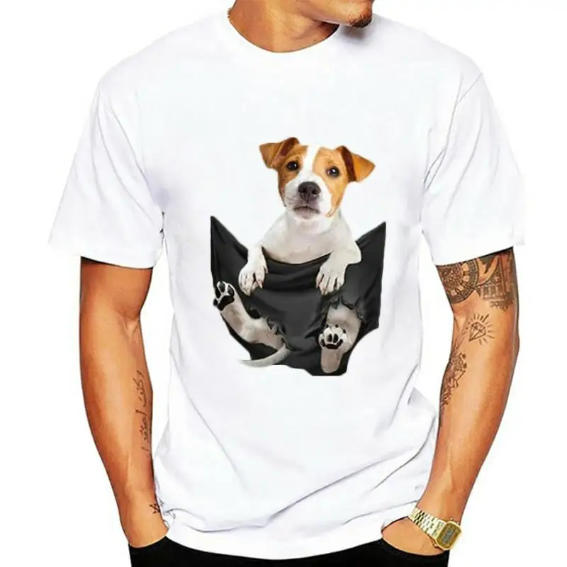 Jack Russell Inside Pocket T-shirt Dog LoversT-shirt Black Size S-3XL Men Women Unisex Fashion tshirt Free Shipping