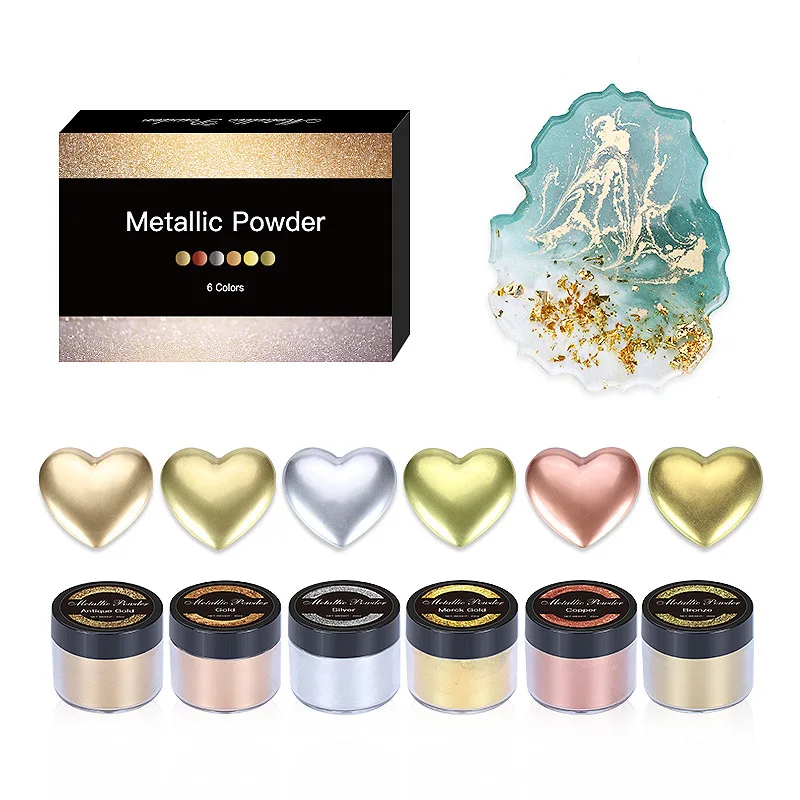 20ml/Box DIY Marble Metal Powder 6 Colors For Epoxy Resin Silicone Mold Jewelry Making Casting Gold Silver Color