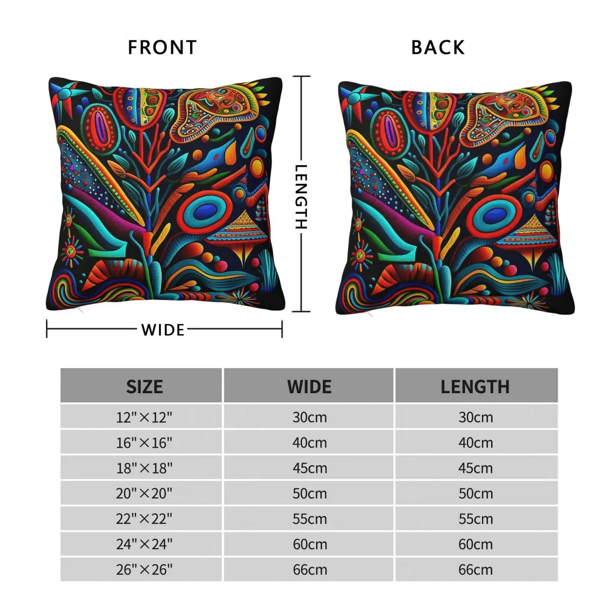 Huichol Mexican Yarn Painting Style Throw Cushion Square Pillowcase Pillow Cover Cushion Throw Pillow for Home Bedroom