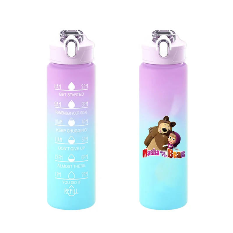 750ML Mashas and The Bear  Gradient Color Water Cup Popular Print Girls Drinking Bottle Women Outdoor Portable Strawing Bottles view 5